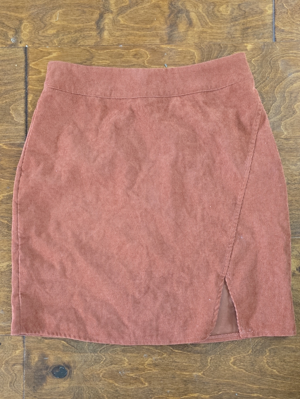 SHEIN Rust Corduroy Mini Skirt with Side Slit